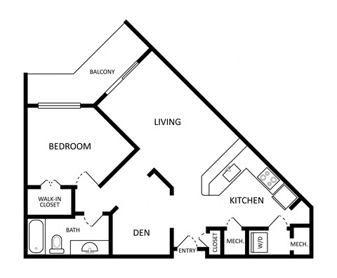 1b 1b with den 834 sqft